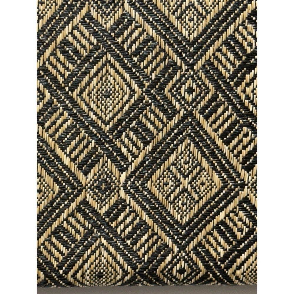 Poppie Jones Woven Rattan Black /Tan/ Purse Bag Clutch Silver Chain Snap Closure - Picture 5 of 12